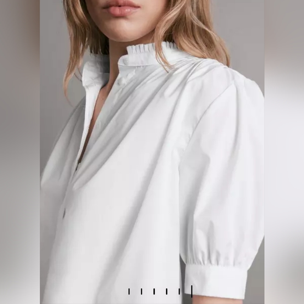 NWT Rag And Bone Blouse White Short Sleeve XL